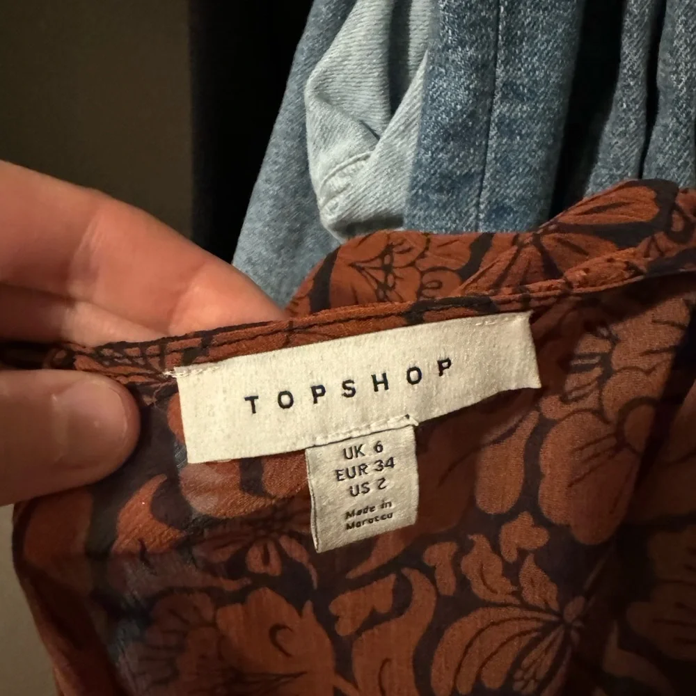 Womens topshop swing paisley floral print chuck on mini dress size 2 retro 70s - Picture 6 of 6